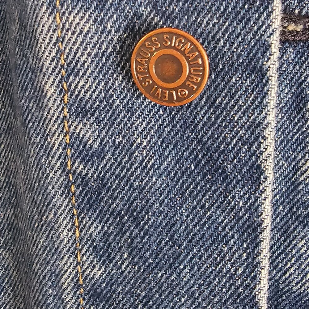 Levi Strauss Signature Denim Jacket-XL-Vintage Y2K Blue Trucker Style - Picture 4 of 7